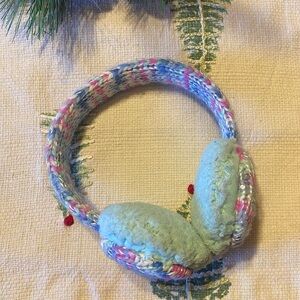 Knit stripes and sequins girls earmuffs